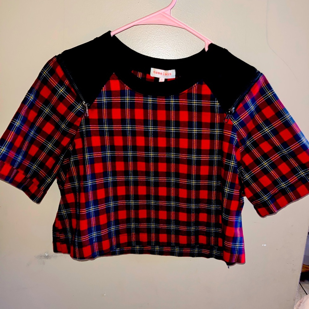 Red plaid crop top